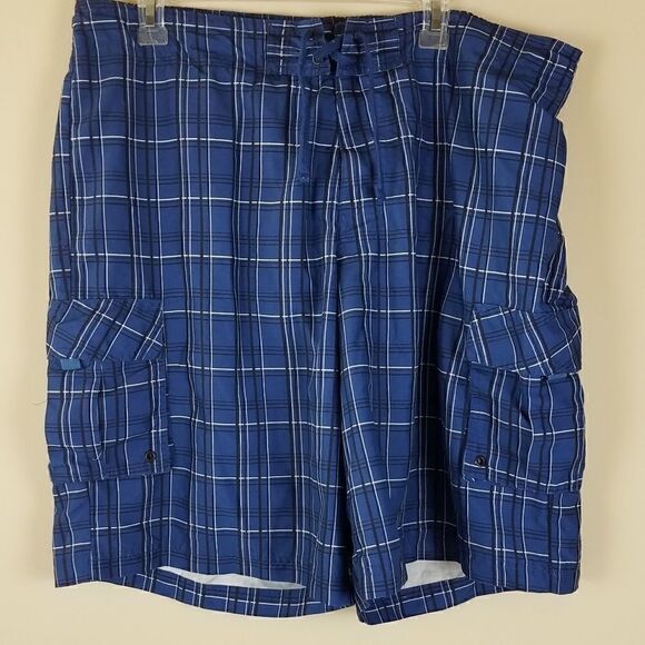 Red Camel Navy Plaid Swimming Trunks - Picture 4 of 7